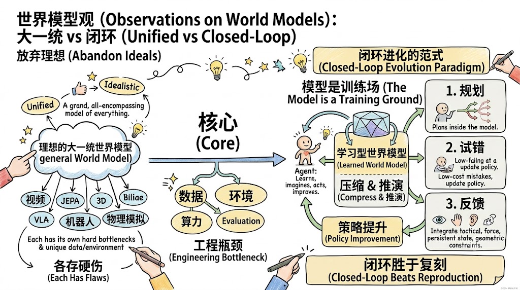 World Model方向观察：大一统很远，闭环进化更近